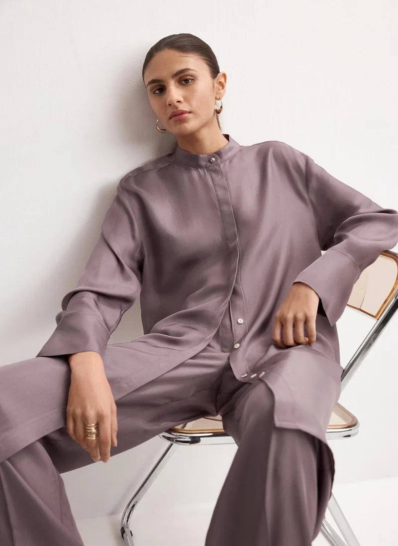 Mango  Long shirt with stand collar for Women | Best Price UAE